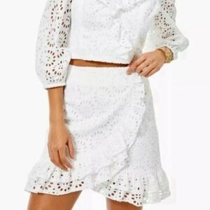 Lilly Pulitzer White Eyelet Wrap Ruffle Skirt